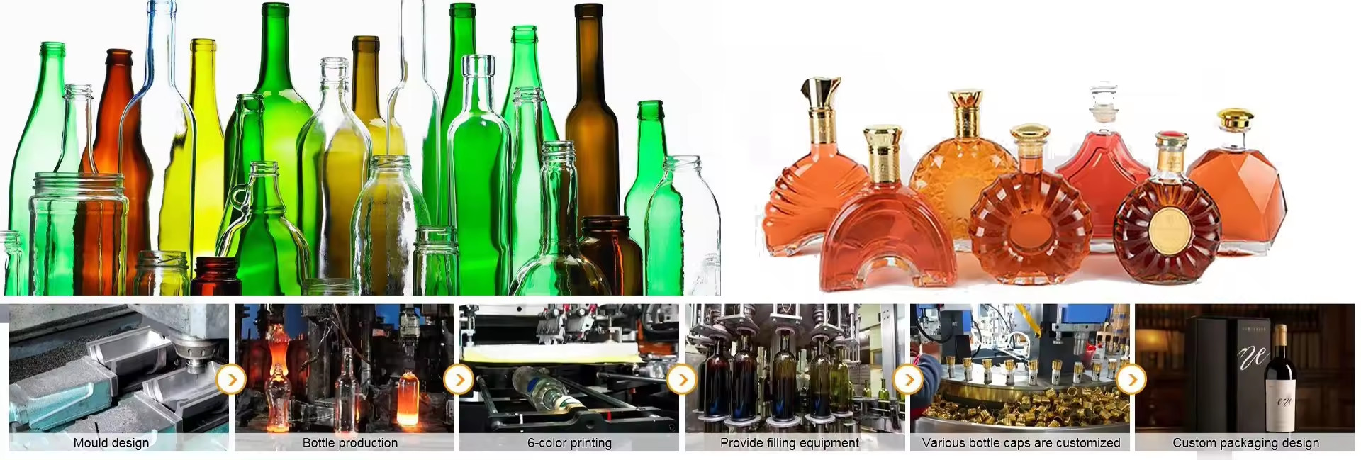 calidad botella de vidrio de licor fábrica